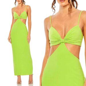 Mac Duggal 27110 Size 4 Bright Lime Neon Green Cutout Twist Open Back Maxi Dress